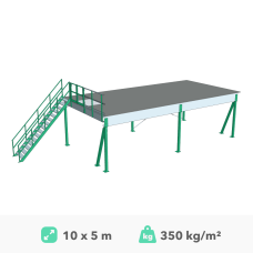 Mezzanine platvorm 10x5m, 350kg/m²