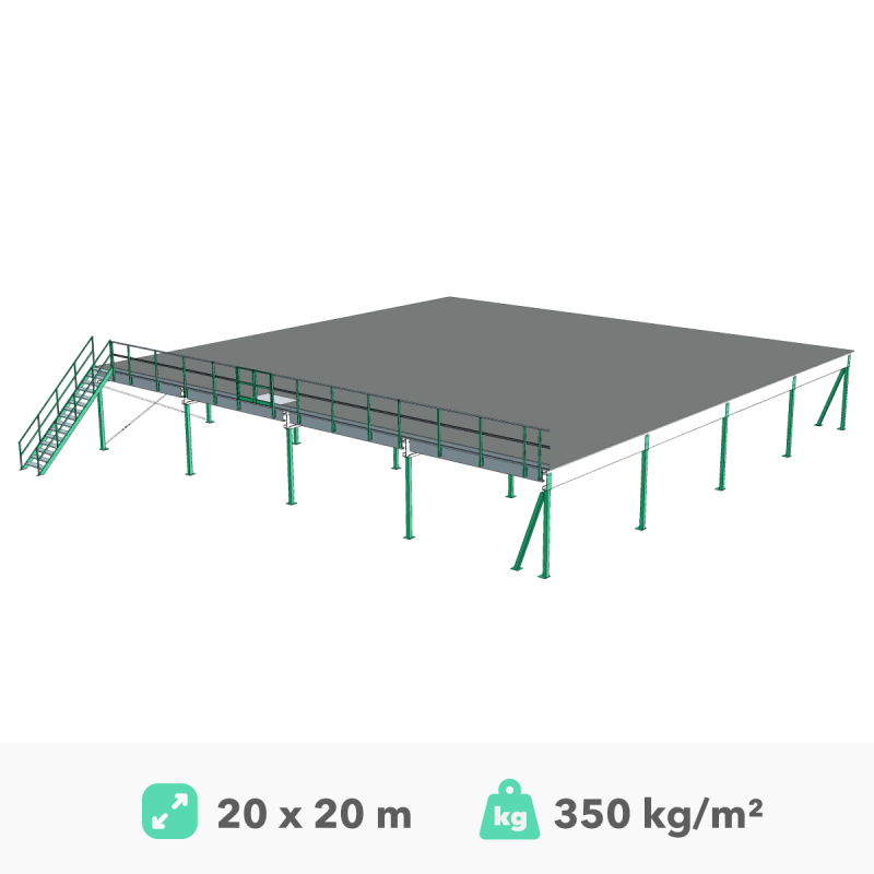 Mezzanine platvorm 20x20m, 350kg/m²